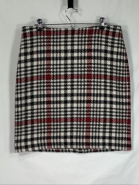 Talbots Black, White & Red Plaid Pencil Skirt